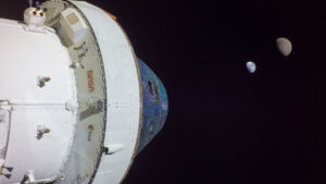 Orion view of Earth and Moon